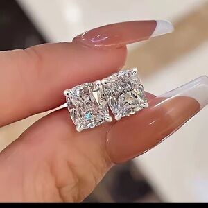 Moissanite & 9.25 Sterling Silver Stud Earrings 2 CTs